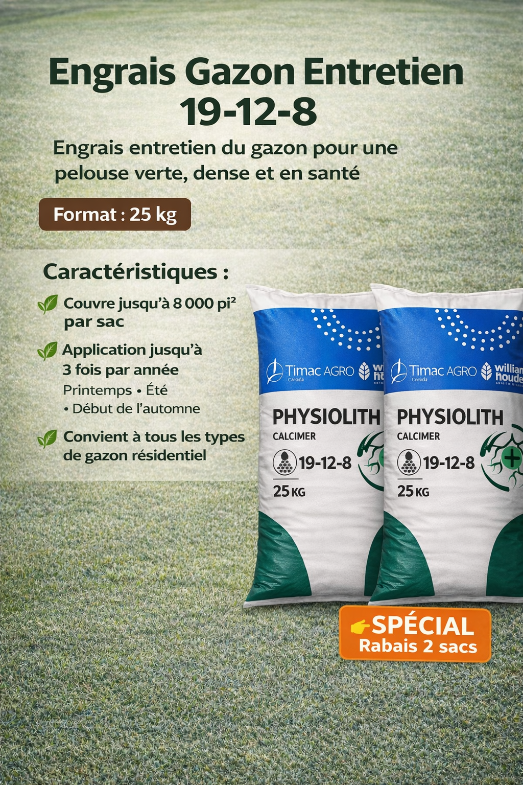 Engrais Gazon Entretient 25 KG PROMO 2 SACS